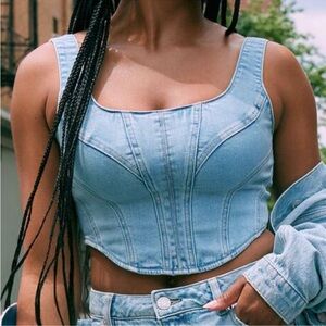 GARAGE Denim Halter Bustier
